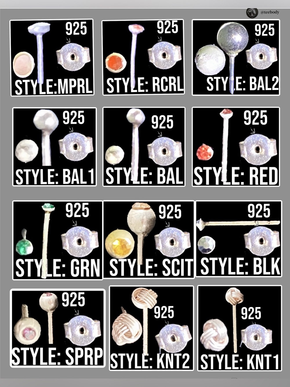 NWT Vintage 925 Sterling Silver Mismatch Single Stud Earrings
